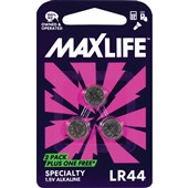 MAXLIFE BATTERY ALKALINE BUTTON CELL LR44 PACK 2
