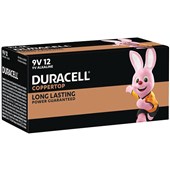 DURACELL COPPERTOP BATTERY ALKALINE MN1604 SIZE 9 VOLT PACK 12