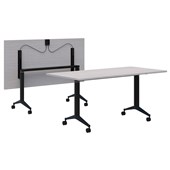 ACCENT BOOST FLIP TABLE W1500 X D750 X H745MM BLACK FRAME SNOWDRIFT NATURALE TOP