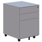 METALICON CUBE PEDESTAL 2 DRAWER 1 FILE POWDERCOAT W410 X D500 X H575MM SILVER