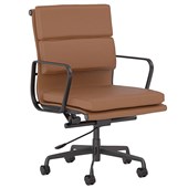 KNIGHT VOGUE MIDBACK CHAIR ASSEMBLED BLACK FRAME TAN LEATHER