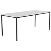 KNIGHT CUBIT CANTEEN TABLE 1800 X 800MM WHITE TOP BLACK LEGS