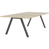 KNIGHT METALLUM BOARDROOM TABLE L2400 X D1200MM BLACK LEGS ATLANTIC OAK TOP