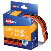 AVERY 937260 MESSAGE LABEL DISPENSER 19 X 64MM FINAL NOTICE BOX 125